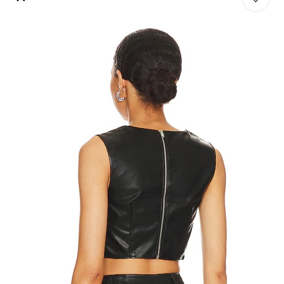 Revolve Ezra Faux Leather Top in Black - Picture 3 of 3